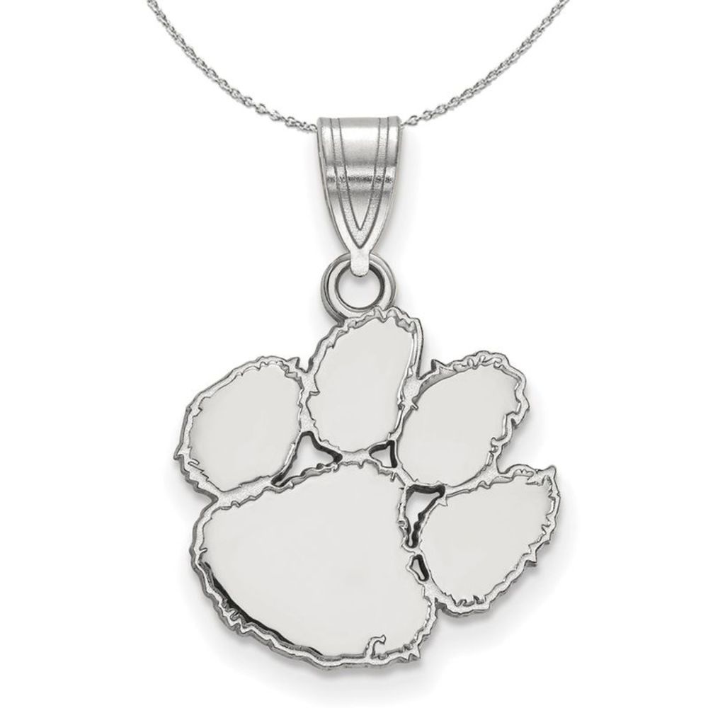 Sterling Silver Clemson U Medium Pendant Necklace - 16 Inch